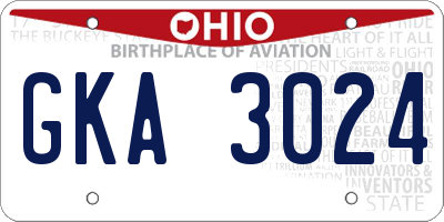 OH license plate GKA3024