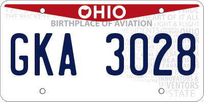 OH license plate GKA3028