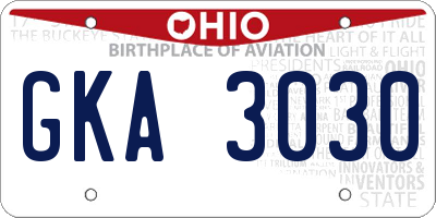 OH license plate GKA3030