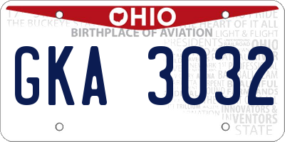 OH license plate GKA3032