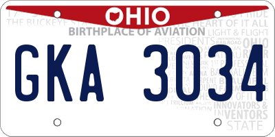 OH license plate GKA3034
