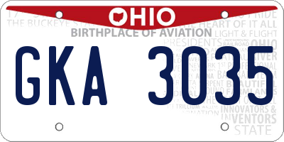 OH license plate GKA3035
