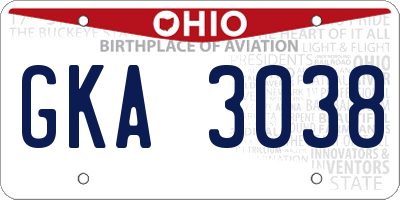OH license plate GKA3038