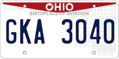 OH license plate GKA3040