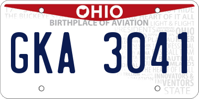 OH license plate GKA3041