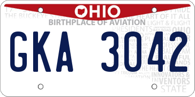OH license plate GKA3042