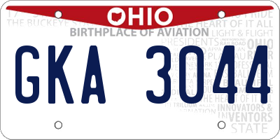 OH license plate GKA3044