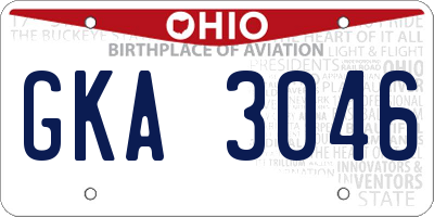 OH license plate GKA3046