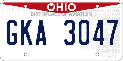 OH license plate GKA3047