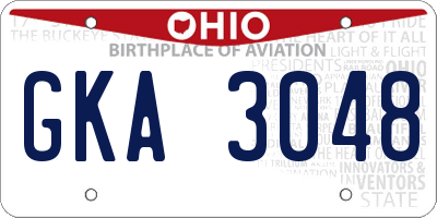 OH license plate GKA3048