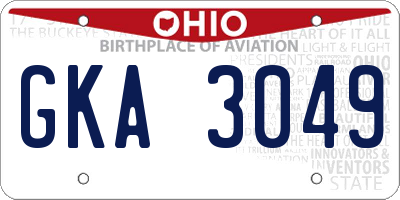 OH license plate GKA3049