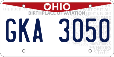 OH license plate GKA3050