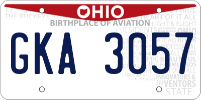 OH license plate GKA3057