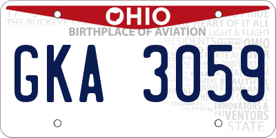 OH license plate GKA3059