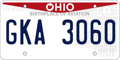 OH license plate GKA3060