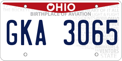 OH license plate GKA3065
