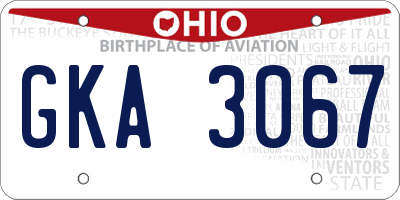 OH license plate GKA3067