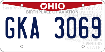 OH license plate GKA3069