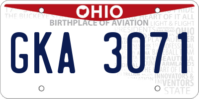 OH license plate GKA3071