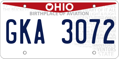 OH license plate GKA3072