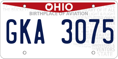 OH license plate GKA3075