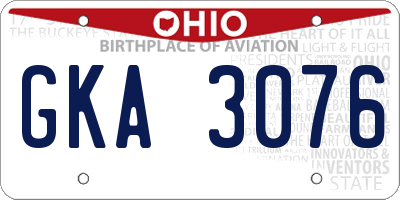 OH license plate GKA3076
