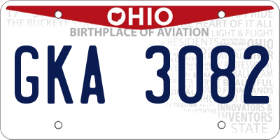 OH license plate GKA3082