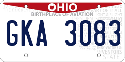 OH license plate GKA3083