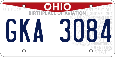 OH license plate GKA3084