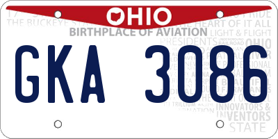 OH license plate GKA3086