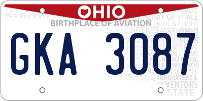 OH license plate GKA3087