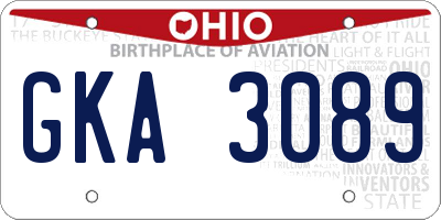 OH license plate GKA3089
