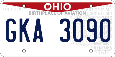 OH license plate GKA3090