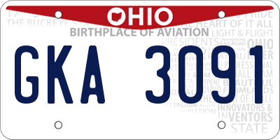 OH license plate GKA3091