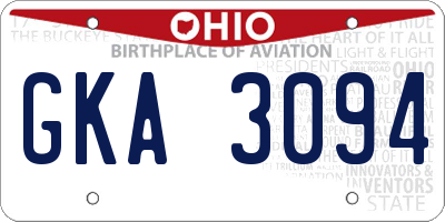 OH license plate GKA3094