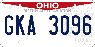 OH license plate GKA3096