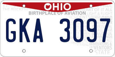 OH license plate GKA3097