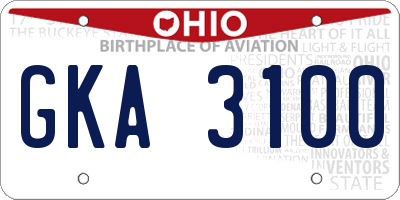 OH license plate GKA3100