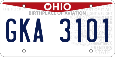 OH license plate GKA3101