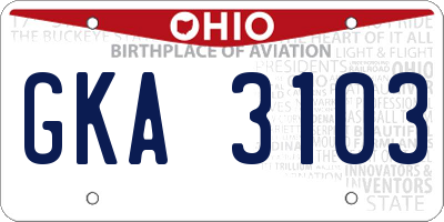 OH license plate GKA3103