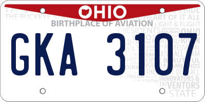 OH license plate GKA3107