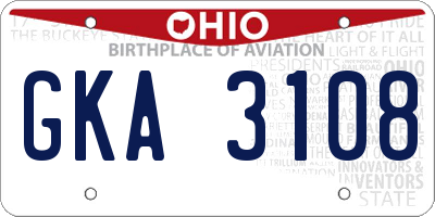 OH license plate GKA3108