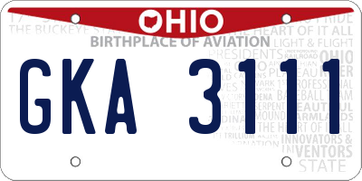 OH license plate GKA3111