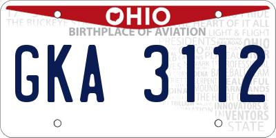 OH license plate GKA3112