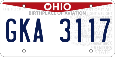 OH license plate GKA3117