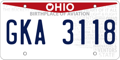 OH license plate GKA3118
