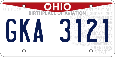 OH license plate GKA3121