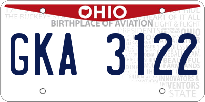 OH license plate GKA3122