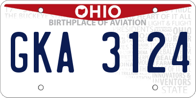OH license plate GKA3124