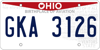 OH license plate GKA3126